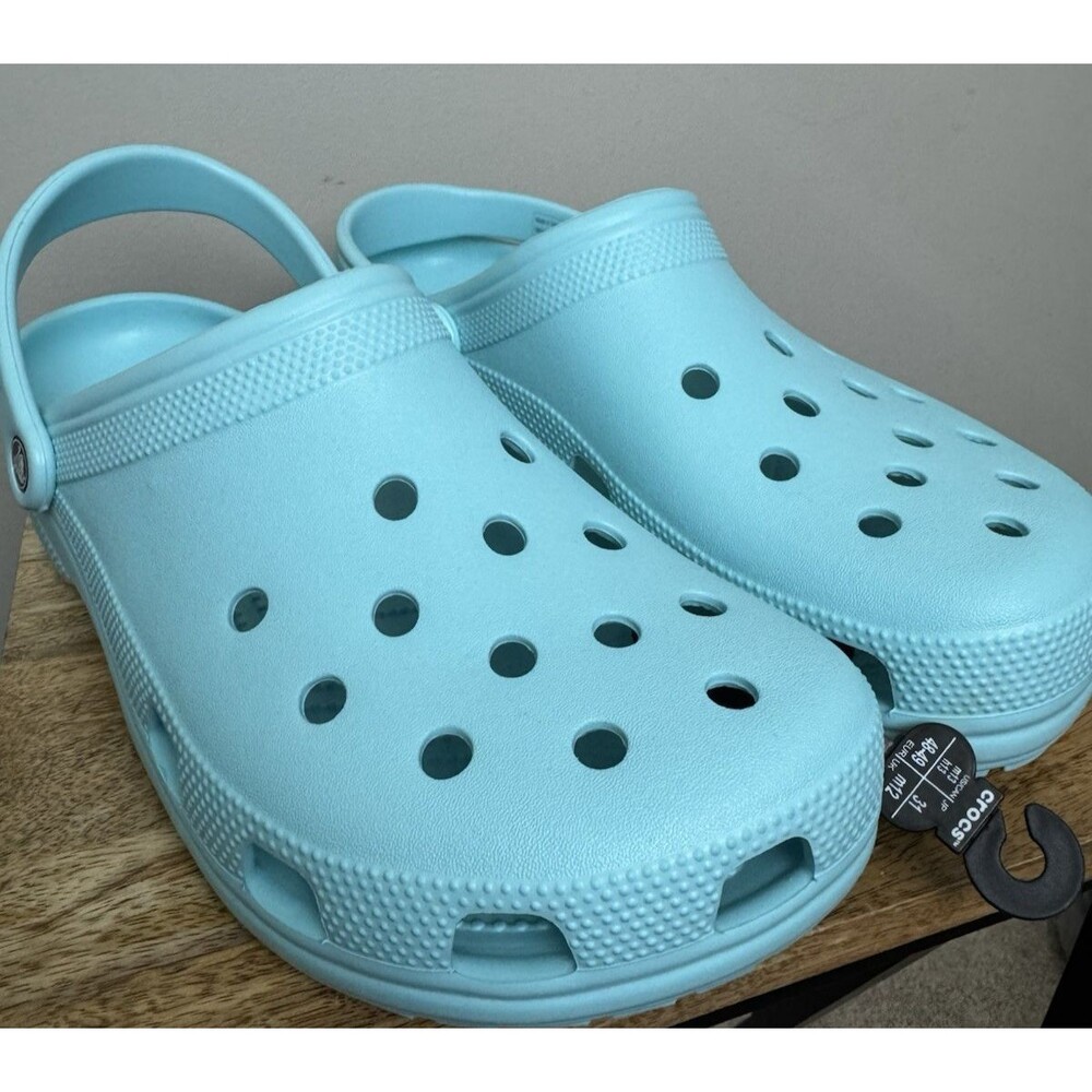 Crocs Classic Clog Shoes Mens Size 13 Aqua Blue Foam Comfort Lightweight Strap